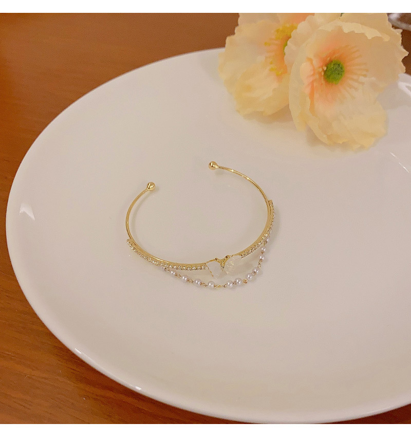Elegant Butterfly Copper Plating Artificial Pearls Zircon Bracelets