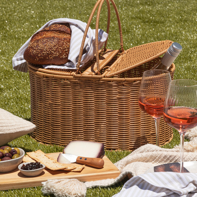 Portátil cesta de picnic supermercado cesta de la compra de ratán-como al aire libre de picnic cesta de almacenamiento hogar cesta de verduras fruta cesta de pan