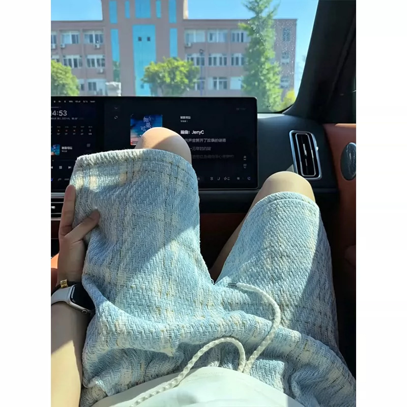 Chanel-Style Knitted Plaid Shorts for Men, Summer Thin American Retro Five-Point Shorts, Beach Shorts, Sports Mid-Length Pants Chanel-Style Knitted Plaid Shorts for Men, Summer Thin American Retro Five-Point Shorts, Beach Shorts, Sports Mid-Length Pants