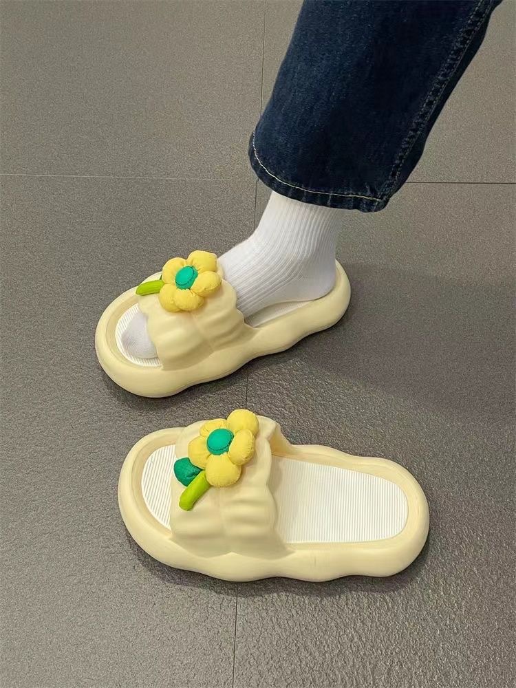Fashionable New Slippers For Women, Outdoor, Thick Bottom, Home, Indoor Student dorm, non-slip, flower slippers_voghion.com