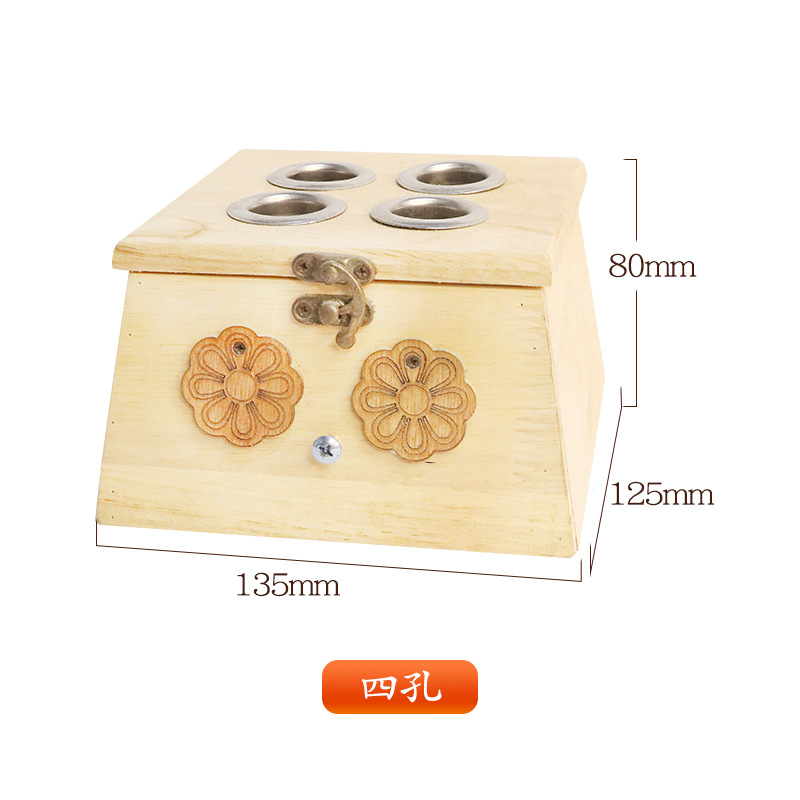 Wooden Moxibustion Box 6 Hole Oak Portable Moxa Burner with Acupoint Chart for Home Full Body Use preparation