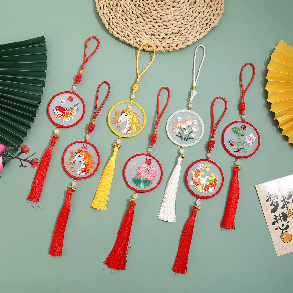 手工刺绣伴手礼单丝绣平安符春节挂件国风平安福礼物车载文创挂件