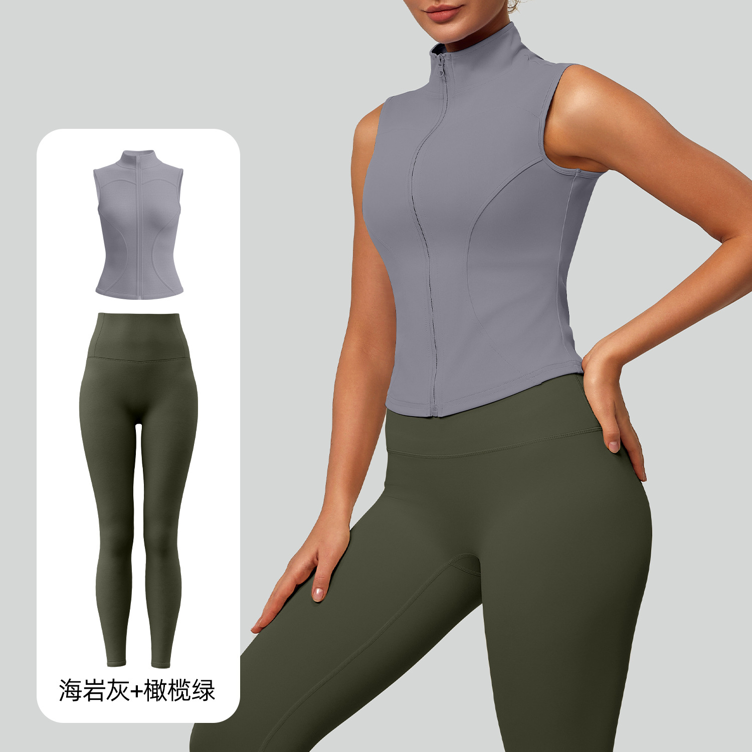 Juyitang nuevo traje ajustado sin mangas con cuello alto, delgado, transpirable y delgado, traje de yoga para correr y fitness image 9