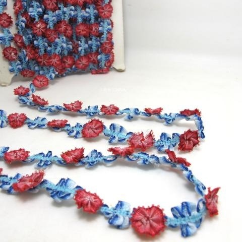 怩娃|12mm小花帶|尼龙扇形花朵|雪纱花|丝带花|织带花|装饰花