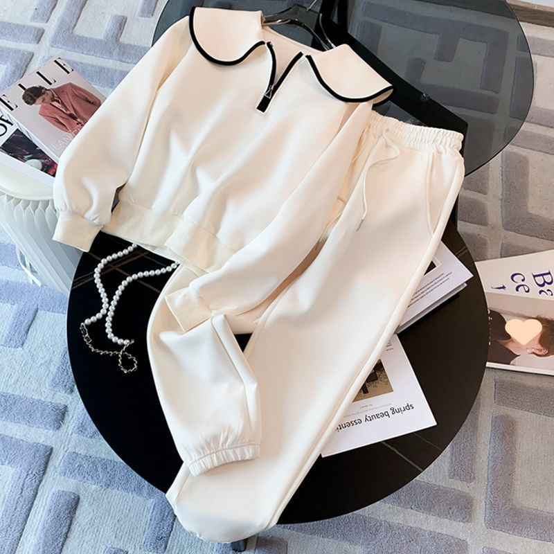 ActiveGo Plus Size High-End Fashion Set For Women 2025 Autumn Winter Loose Stylish Streetwear Sweatshirt And Sweatpants Sports_desvips.com