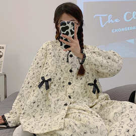 冬季空气棉加厚夹层月子服哺乳睡衣产后拉链喂奶套装保暖孕产妇