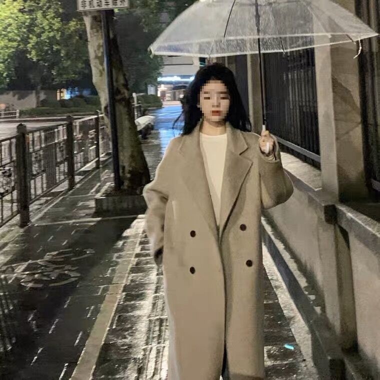 冬天加厚毛呢外套女学生赫本风西装外套小个子中长款呢子韩系大衣