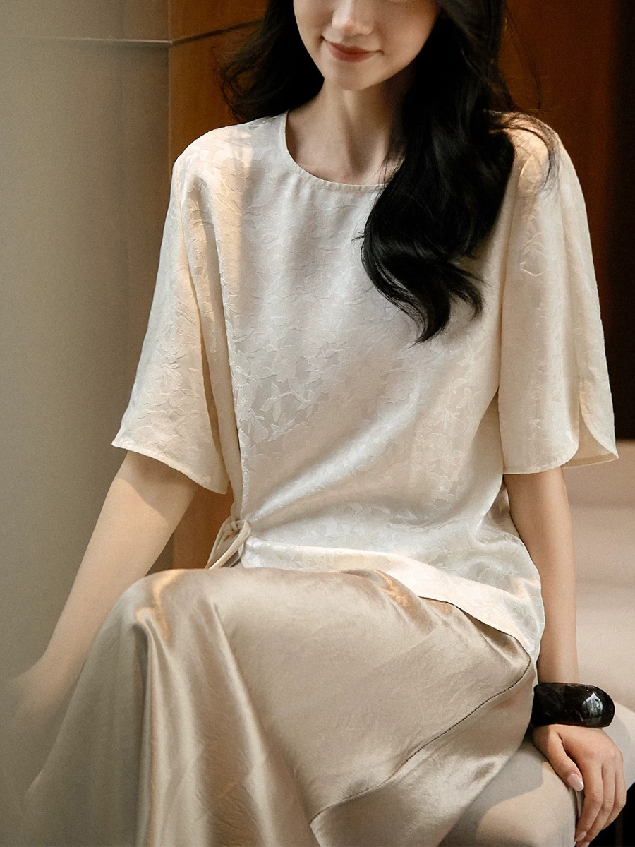 Dây buộc tóc nơ satin trắng ngọc trai — ngọc trai trắng