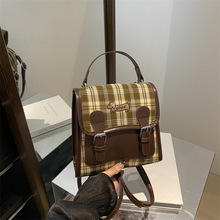 时尚小众设计双肩包女手提韩版学生书包复古休闲潮流轻便旅游背包