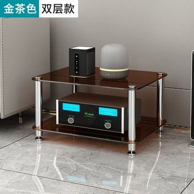 Audio Placement Rack Amplifier: Electric car big tripod - two-layers-of-brown-glass