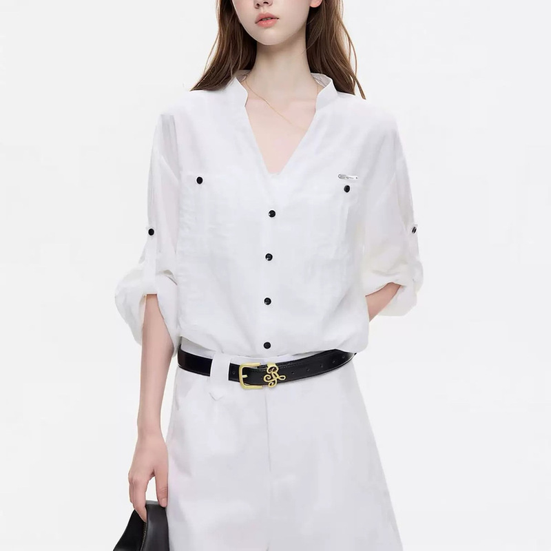 Ikyo High-End Design Niche Shirt for Women, New Summer Style, Loose Fit, Slimming, Casual, Breathable Shirt Jacket Ikyo High-End Design Niche Shirt for Women, New Summer Style, Loose Fit, Slimming, Casual, Breathable Shirt Jacket