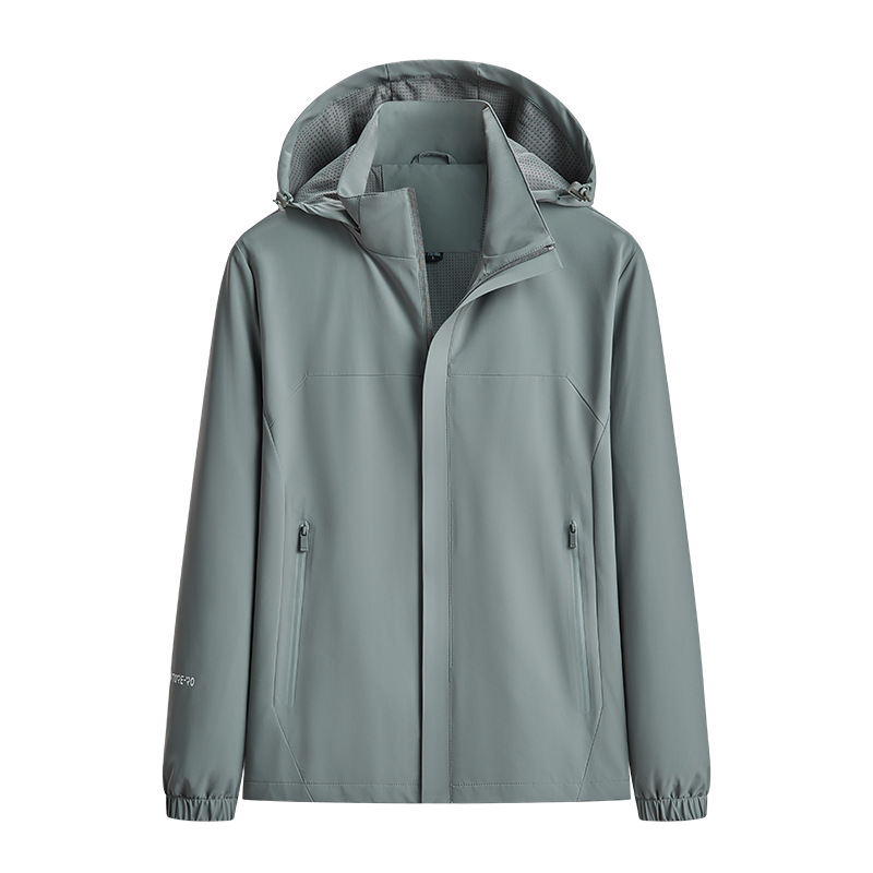 2025 New Autumn and Winter New Outdoor Jacket Couple Pure Color Mountaineering Sports Jacket Windproof and Wear-Resistant Single-Charge Men