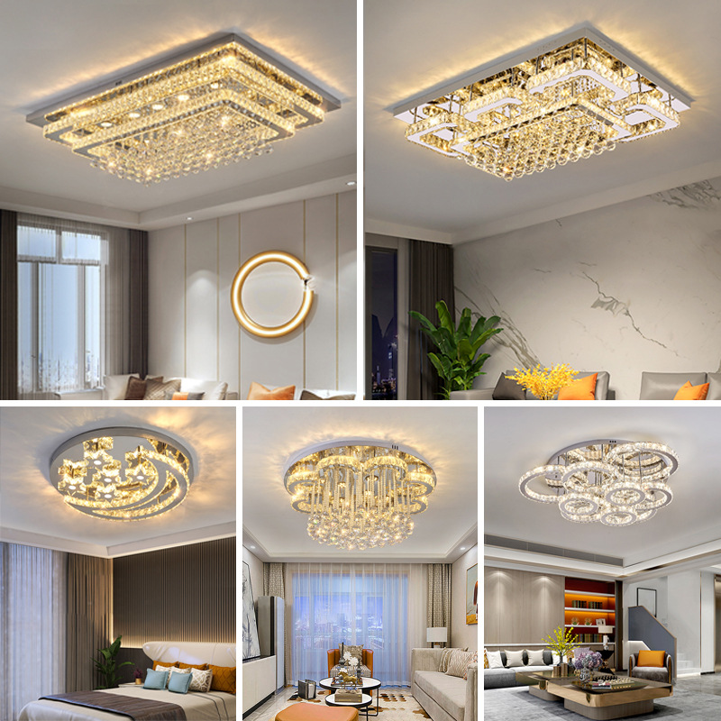 Luxury Crystal Chandelier Living Room Ceiling Light Main Lamp Simple Modern Large Rectangle Home Hall Master Bedroom Lighting 