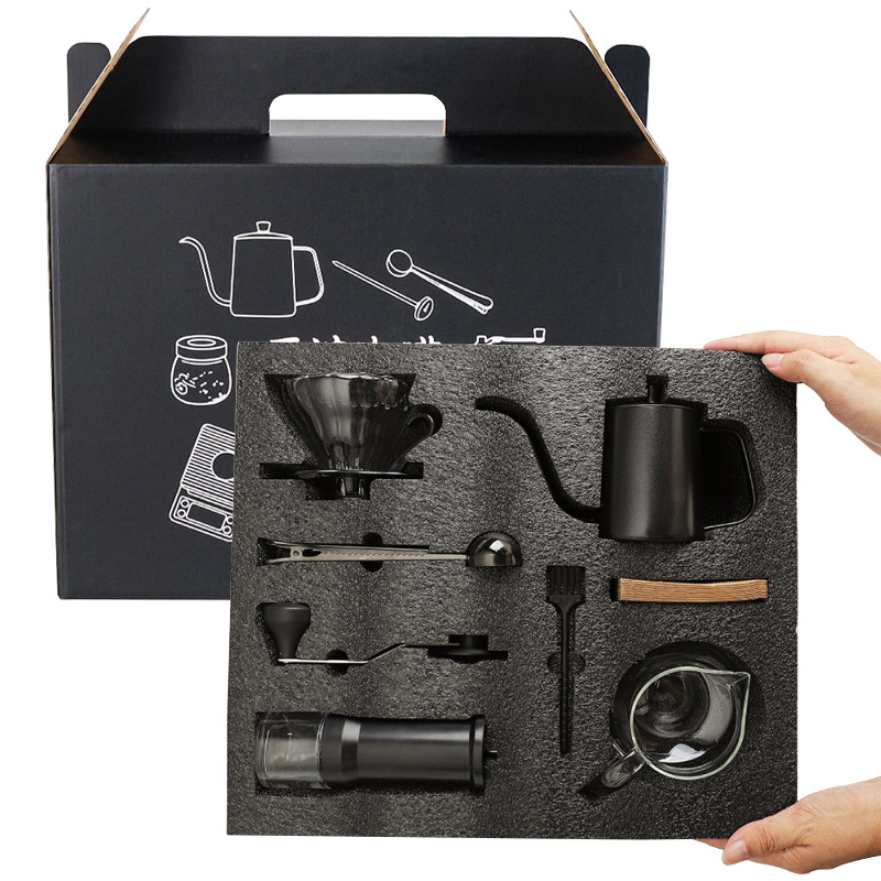 Caja de regalo de café conjunto de regalos de café de fabricación de mano conjunto completo de aparatos de café de molienda de mano conjunto de regalos combinados