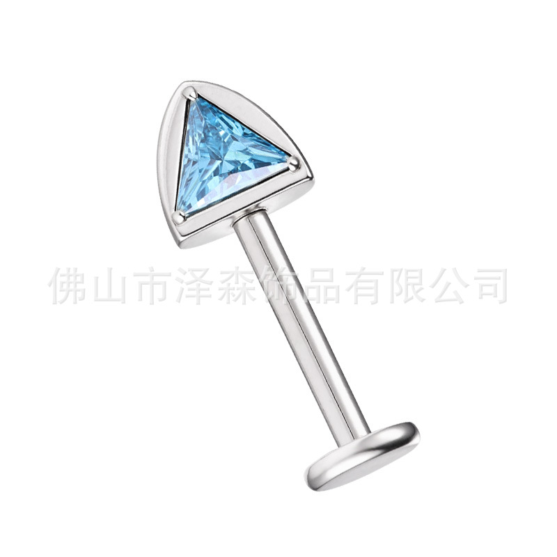 F136 Titanium Alloy Cat Ear Stud Earrings with Zircon Inlaid Lip Piercing Jewelry Devil Nail Ear Bone Stud detail image 7