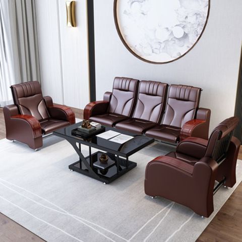 办公沙发茶几组合现代简约办公室商务接待铁艺简易会客时尚三人位