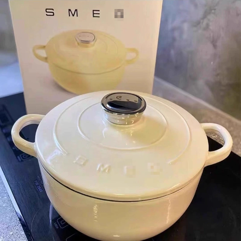 Factory direct sales SMEG enamel pot 24cm double-ear cast iron pot thickened non-stick pot induction cooker stew pot