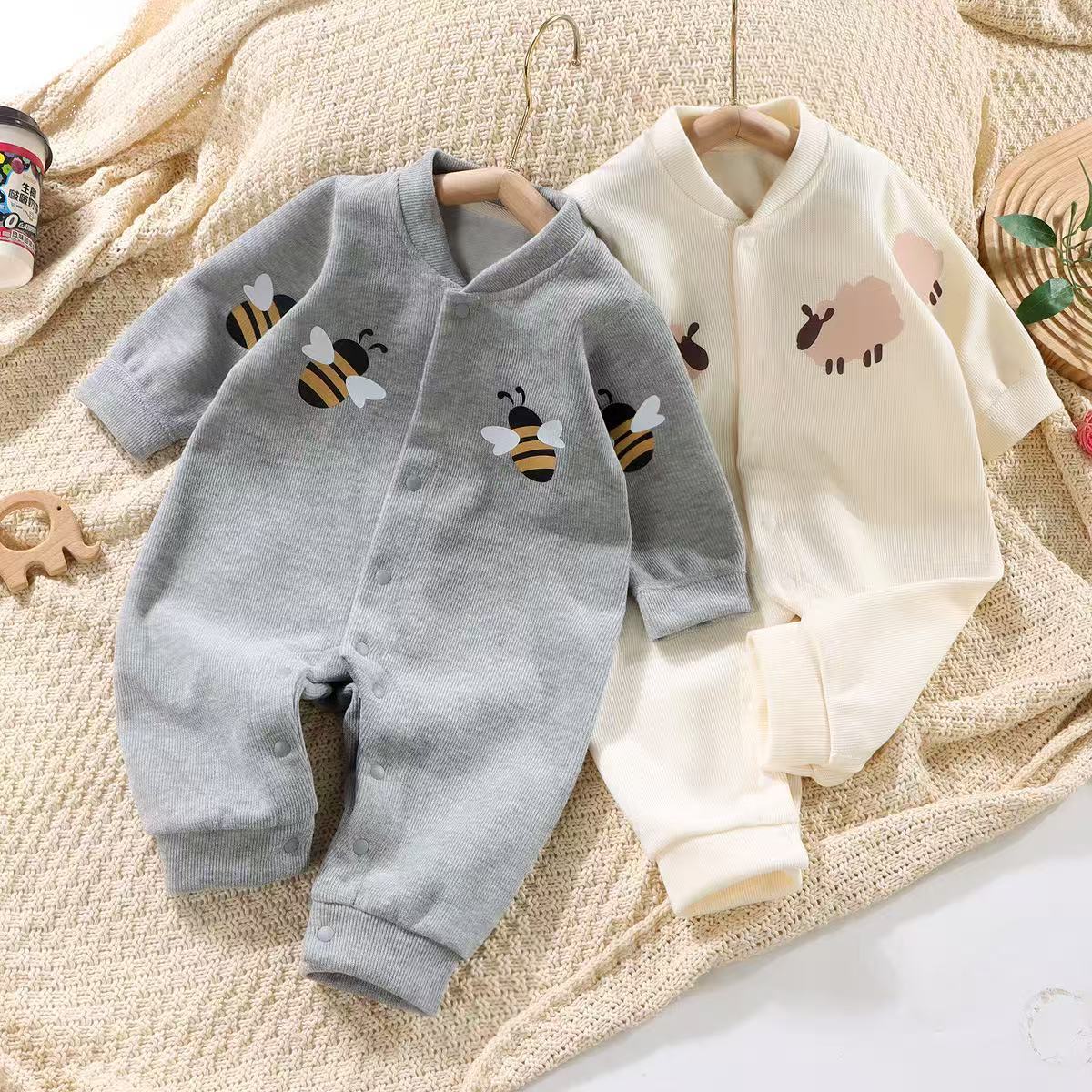 Infant Jumpsuits, Spring & Fall Knitted Robes, Baby Crawling Clothes, Newborn Long-Sleeved Robes, Cute Outing Clothes, Jumpsuits