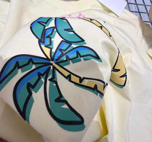 Coconut Tree Children's Short Sleeve T-Shirt 2024 New Summer Clothing Children's Loose T-Shirt Baby Summer Trunk Bear Top Fashion 