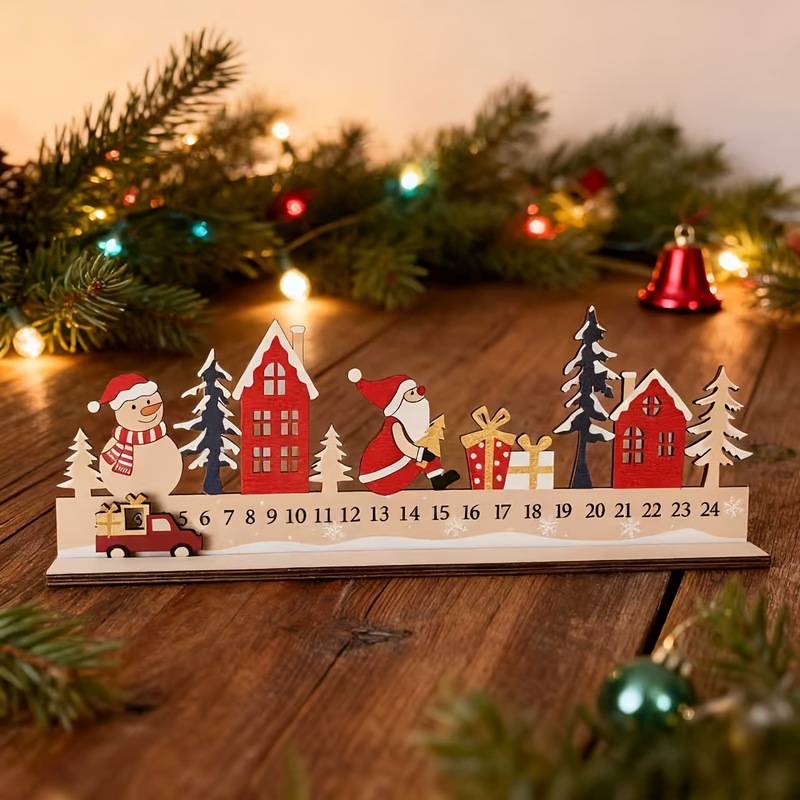 christmas跨境新品圣诞日历木质装饰摆件节日礼物圣诞节装饰礼品|undefined