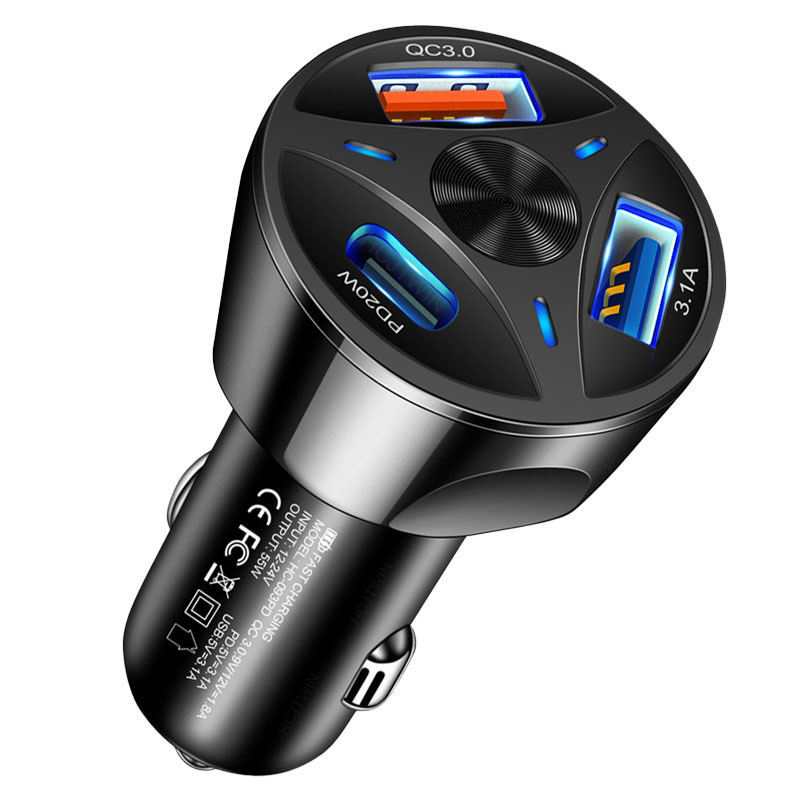 Cargador de automóviles, un remolque, tres cargas súper rápidas, 2 puertos USB / PD, Apple, Huawei, cigarrillos, fábrica transfronteriza al por mayor image 7