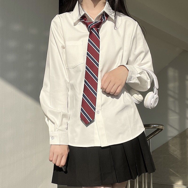 jk日系制服纯色衬衫风琴褶长短袖内搭百搭学院风打底宽松女夏批发|undefined