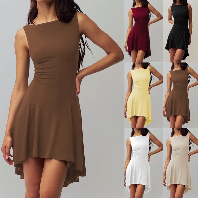 2026 Amazon Cross-Border Slim-Fit Solid Color New Sleeveless Sexy Off-Shoulder Dress with Waist-Cinching Design 2026 Amazon Cross-Border Slim-Fit Solid Color New Sleeveless Sexy Off-Shoulder Dress with Waist-Cinching Design