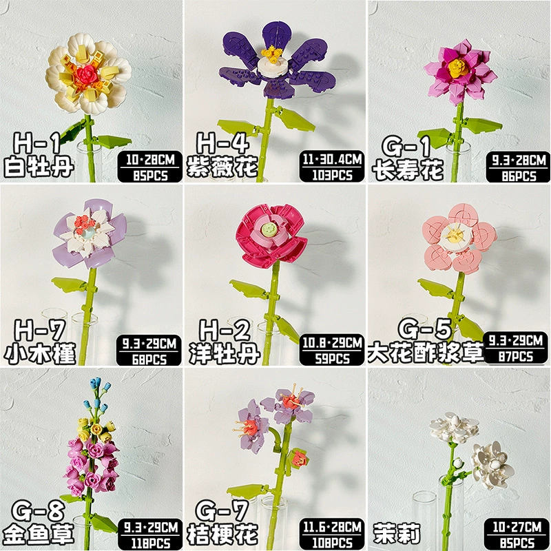 Realistic Table Flower Set, DIY Miniature Bouquet Constructor, Assorted Rose & Sunflower Models, Gift