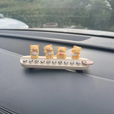 Nömrəli dayanma kartı – Bear Car Temporary Parking Number - 4-little-yellow-bears-rice-white-aromatherapy-license-plate