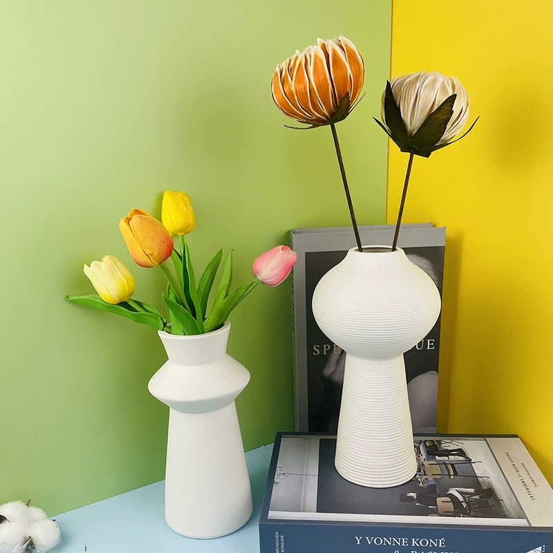 Скандинавская керамическая ваза Креативные украшения для гостиной Украшения Современный простой белый искусственный цветок
