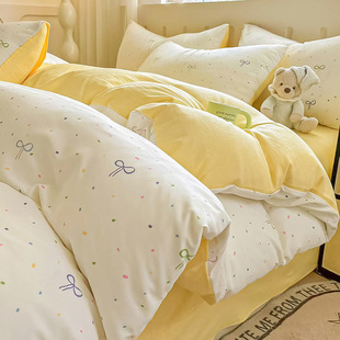 2025 New Super Soft Knitted Cotton Single Quilt Cover Single Piece Three-Piece Set Four-Piece Set Quilt Cover Bedding Bed Sheet