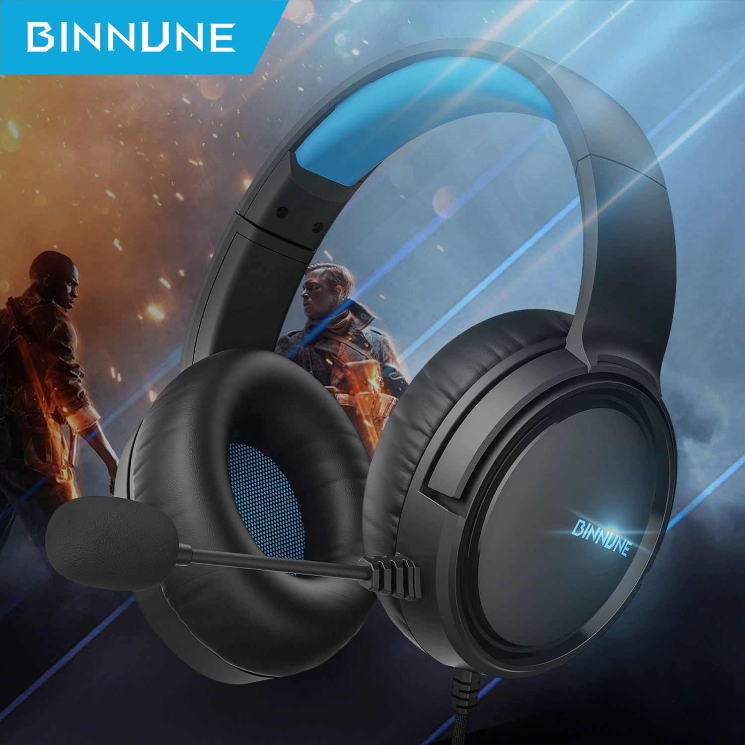 Игровая гарнитура BINNUNE BG02 с микрофоном, накладные полноразмерные проводные наушники, совместимы с PS/PC/Xbox