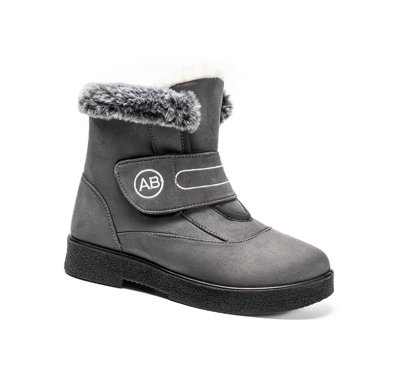 Snow boots slip-on Velcro casual short boots Warm cotton shoes large size and thick_voghion.com