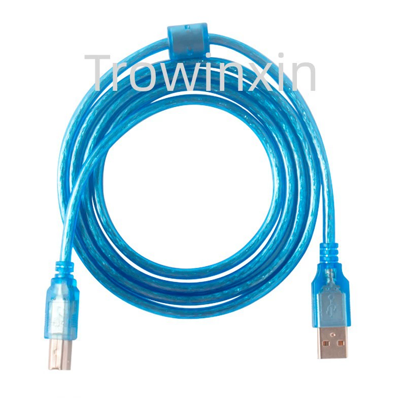 USB-кабель для печати USB A/B соединение AM-BM2.0 прозрачный синий 1,5 м, порт квадратного размера, кабель передачи данных для принтера