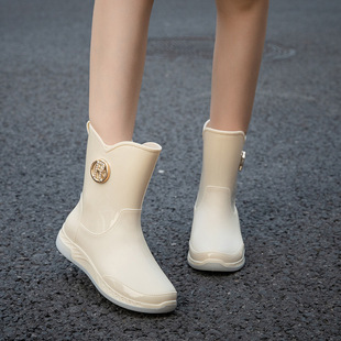 Fashion water boots rain boots short tube new thick non-slip wear-resistant waterproof water shoes rubber shoes kitchen non-slip women's rain boots