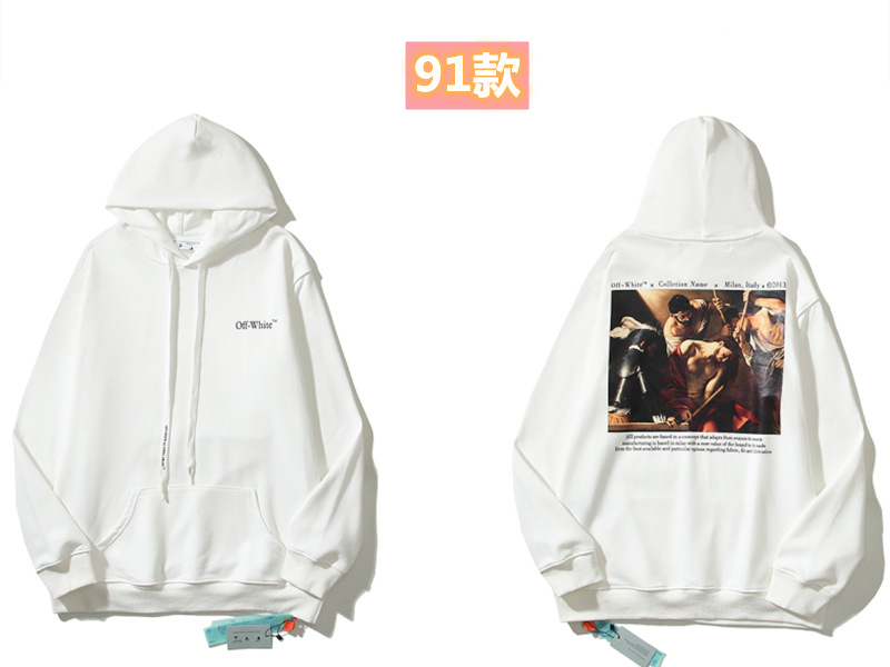 Marca de moda offwhite graffiti religioso pintura al óleo impresión de flecha hombre y mujer suelta OW pareja alta calle hoodie abrigo