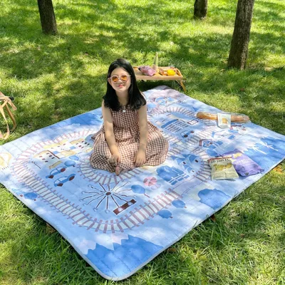 Outdoor picnic mat Spring outing Autumn outing Seaside Vacation Mat Beach Moisture-proof Oxford Cushion (Avtomobil döşəmə paspasları) - train-track-190200cm