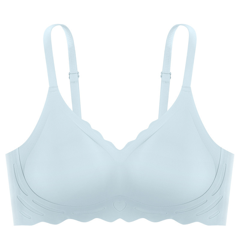 Tira de jalea sin costuras ropa interior de látex push up pecho grande sujetador pequeño soporte suave sujetador inalámbrico sujetador mujeres delgadas