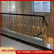 别墅铜楼梯栏杆扶手 纯铜锻造防锈立柱 酒店工程/自建房护栏 源头