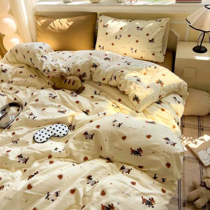 A clase de algodón ultra suave lavado con agua cuatro piezas de madres y bebés cubierta de cama desnuda dormitorio de estudiantes ropa de cama de tres piezas