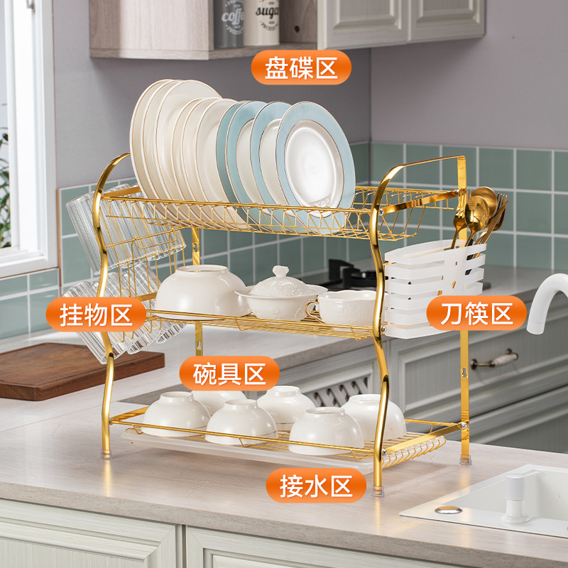 クロスボーダーキッチン食器排水ラック金属三層 R タイプ半円形フラット鉄食器収納ラック卸売|undefined