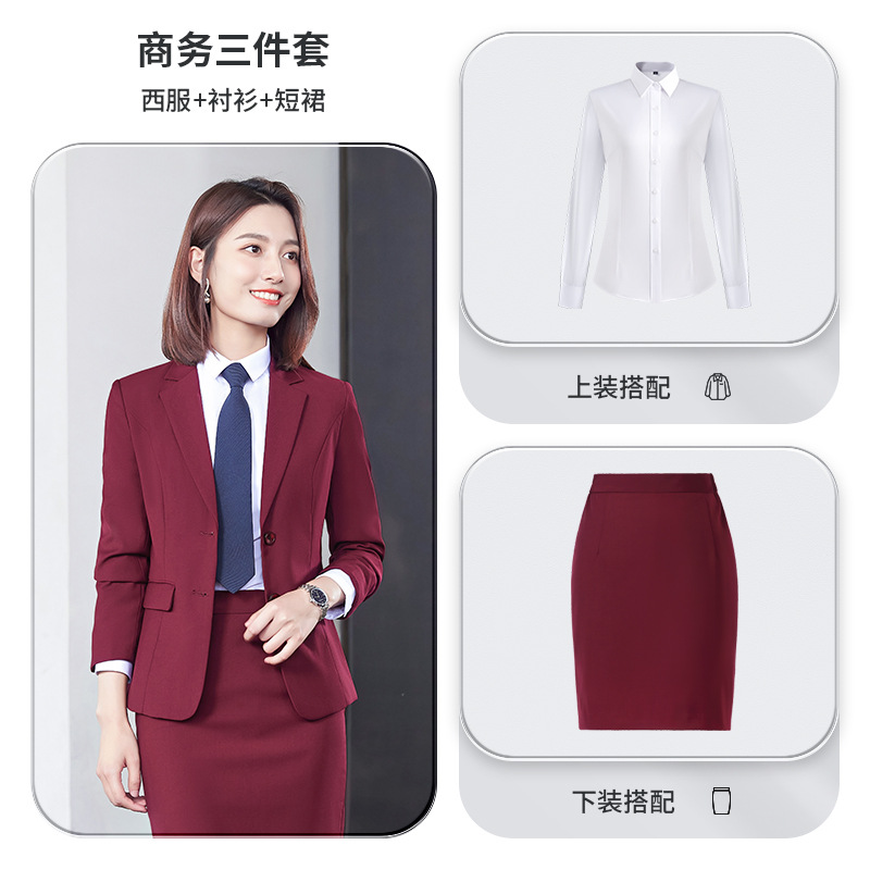 188 wine red Women Suit Dress Shirt