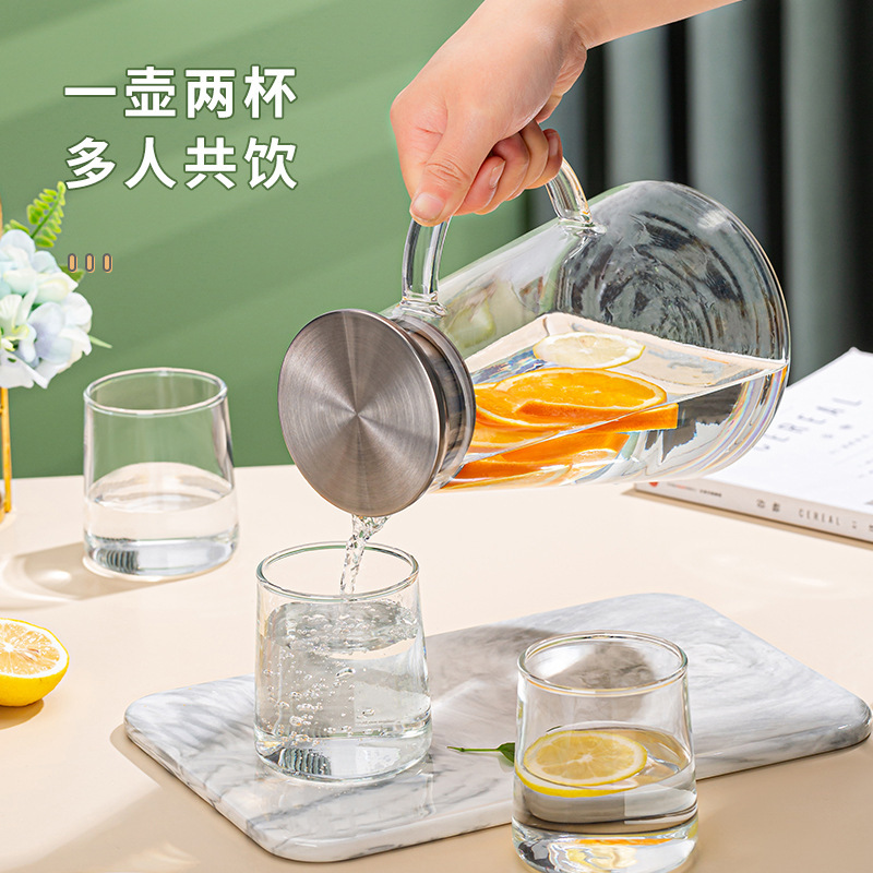 冷水壶夏季大容量泡茶凉水壶套装玻璃耐高温食品级家用凉白开水杯|undefined