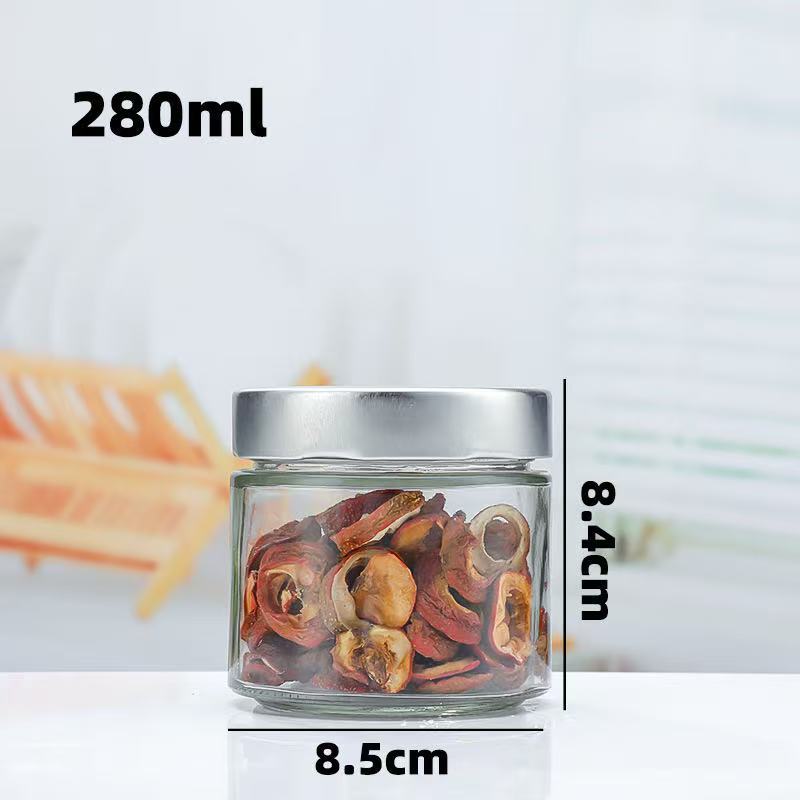 国境を越えた食品グレードの高蓋ラウンドピクルスボトルビーフソース詰め替えボトル缶詰ジャムガラスボトルスポット卸売