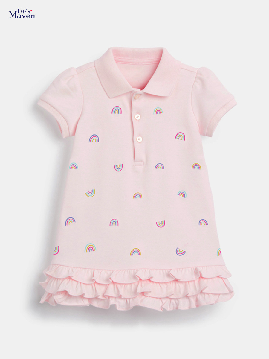 Little maven ropa para niños europeos y americanos vestidos para niños faldas de manga corta para niños verano nuevo vestido de princesa de algodón puro para niñas image 3