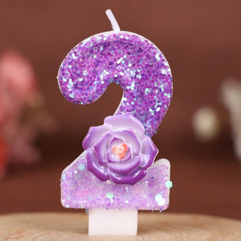 紫色の花デジタル誕生日キャンドルケーキデコレーションパーティー Xiyin クロスボーダー temu 手作りデジタルキャンドル 0-9|undefined