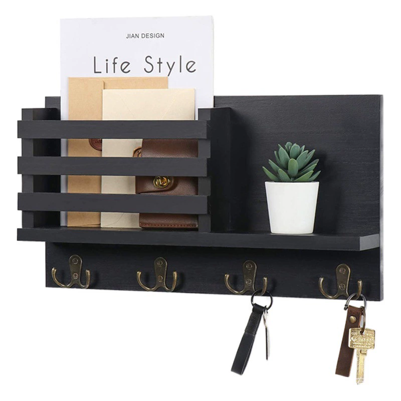 Настенная настенная стойка для хранения Украшение стен Подвесная деревянная стойка для хранения Домашняя настенная деревянная стойка для почтовых ключей