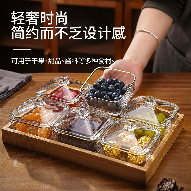 Зеленая яблочная сетка красная стеклянная тарелка с фруктами для домашней гостиной Закуски закуски, конфеты, чай и закуски