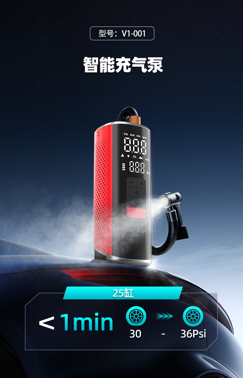 Cross-Border Wireless Portable Car Air Pump, High-Looking, Long-Lasting, High-Power Electric Car Tire Inflator