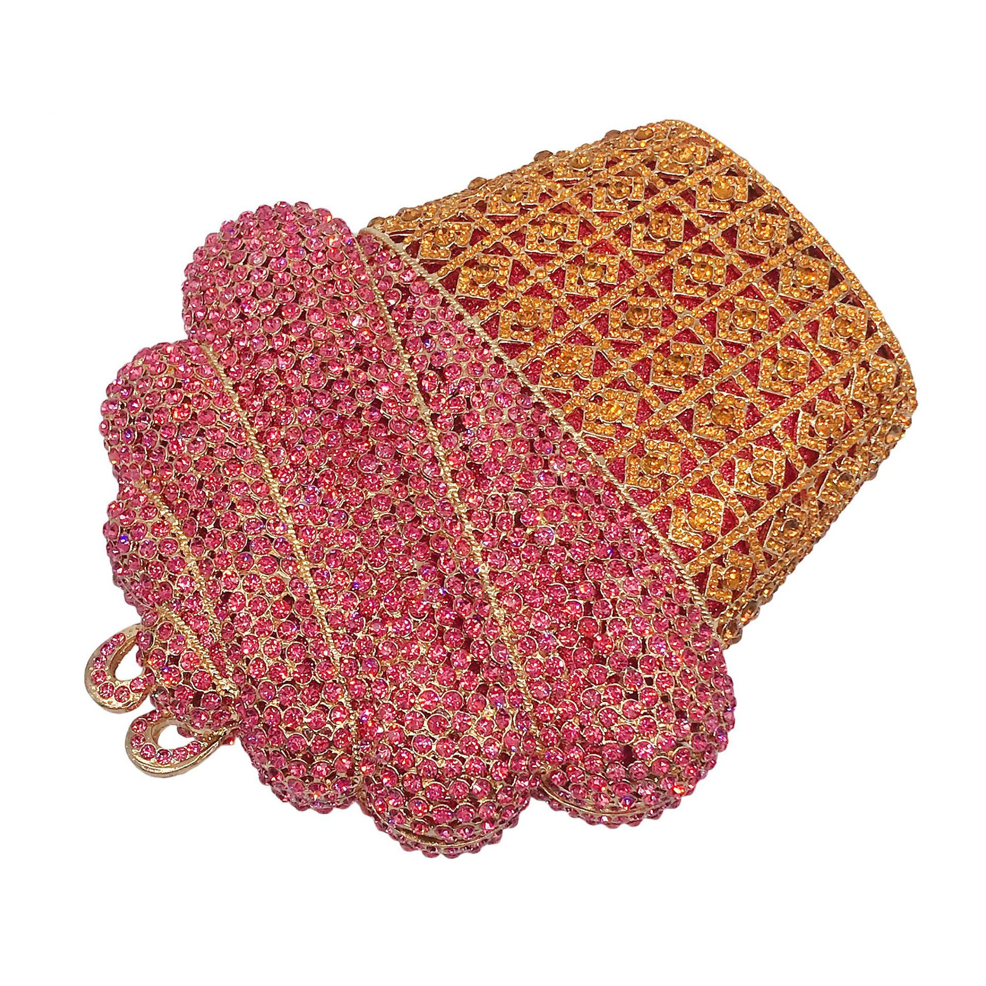 Bolsa de helado helado con diamantes para banquete bolsa de cristal de metal de mano bolsa de banquete rosa